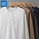Jeanswest long-sleeved T-shirt for men in autumn and winter simple business Henry collar sweatshirt three-needle loose casual cotton bottoming shirt for men white + gray L