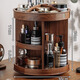 Wei rotating cosmetics storage box desktop high-end large-capacity dressing table perfume and skin care 2025 new storage rack North American black walnut 3-layer square cosmetics storage rack + makeup brush position