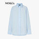 MO&Co. C+ Series Shirt 2025 Autumn New Product Italian Craftsmanship Fine Count Cotton Unisex MBE3SHT010 Ice Gray Blue M /165