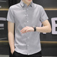 Hualin Fashion Summer Striped Kurzärmel-Hemd Koreaner lässig und vielseitig gutaussehend halbärmelig Hemd Unterwäsche 844 Khaki XL 120-135 Jin [Jin ist gleich 0,5 kg] tragen