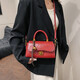2025 Frühlings- und Sommer PU Retro kleine quadratische Beutel modische einfache Tasche Quadratschlosse kleine Tasche rot