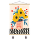 Sanqihu hand-painted flowers, small fresh living room decoration painting, bedroom room hanging canvas, mural hanging cloth background cloth 12804 pine wood original color, hanging ear can be selected red, brown, default brown color 50cmx70cm (picture size)