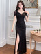 Sexy, low-cut slim sauna nightclub work clothes bath massage foot massage technician work clothes dress 3883 black S suggestion 80-95Jin [Jin equals 0.5 kg] All size