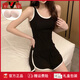 
Yalu with breast pad summer pajamas for women's suspenders Modal 2025 new sexy sports vest home suit wear 12035 dark gray [breastless pad] XL [suggested weight 110-125]