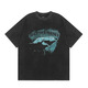 Lee Kids Real Shot Reprection Collection Eagle Shark motif de requin imprimé Round Cou Short Sleeve Beautiful Hip-Hop Men and Women 1048 Black S