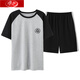 
Langsha Pure Cotton Men's Pajamas Summer Full Cotton Thin Short Sleeve Shorts Loose Plus Size Home Clothing Set 9928# [New Pure Cotton] L [Suggested Weight: 100-130Jin [Jin equals 0.5 kg]]