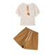 Ranqis Mutterschaftsanzug, Sommeranzug, modische und modische koreanische frisch gestickte altersreduzierende Hemd, Top, Shorts, zweiteilige Sommer-Set, Top + Shorts (Anzug) m