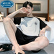 Palando Pajamas para hombres para hombres pantalones cortos de manga corta de algodón de verano para hombres para ropa casera para niños para mediana edad de verano y los jóvenes pueden usar traje 9928 [h shorts de manga corta de la serie H para hombres traje] XL [recomendado 125-140Jin [Jin equivale a 0.5 kg]]]
