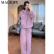 
MAGIOPY international luxury high-end brand high-end European casual sports suit for women 2025 spring fashionable street frying purple jacket Purple two-piece set S (100Jin [Jin equals 0.5 kg])