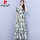 Pier Cardin Madre de mediana edad M Mother Summer Temperament Vestido de gasa 2025 NUEVA FURAN FURMA FALDITA LUXURY LUXURY FALDE 9738 FLEAR VERDE L (96-106JIN [Jin equivale a 0.5 kg])