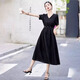 Ehangy International Light Luxury Women's Summer Vestido 2025 NUEVO TEMATAMENTO DE COLOR SIDA CULTA DE CULTIVO dulce y de moda Black [Caja de regalo de alta gama] XL