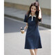 
Tang Lion (TonLion) 2025 summer women's polo collar contrasting short-sleeved dress
