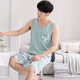 
Modal pajamas men's summer modal vest shorts home clothes summer thin sleeveless men's men can wear out suit M1047 gray blue M [Suggested 100-120 Jin [Jin equals 0.5 kg]]