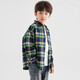 Duojia boys' shirts in spring and autumn children's casual retro lapel tops for older children handsome long-sleeved plaid shirts