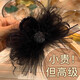2023 New Bow Black Feather Clip for Women's Back of Head Autumn and Winter High-Quality Shark Hair Clip Black Gold Beads