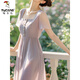 Specht Sommer frisches französisches Temperament Purple Licht Luxus High-End-Kleid für Frauen neu einzigartiger und einfacher Rock lila m