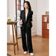 Awakening Paradise Double-breasted Loose Suit Casual Pants Two-piece Spring and Autumn Style Small Suit Pants Set Black XL