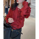 Commandant Bear 9857 Big Aimei Yiyuan 2025 AUTOMNE NOUVEAU COULE ROND PLAIS PLAISE CHIRT LONG TOP TOP TOP RED Shirt Red Shirt M