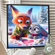 Cute cartoon Crazy Zoo City Digital Oil Painting Diy Coloring Painting Hand-painted Unzipped Decoration Children's Oil Painting SJ13557 20*20cm Tightened Thickened Solid Wood Inner Frame Highlighted Pigment + Oil Canvas +
