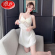 
LangSha (LangSha) light luxury sexy suspender lace ice ribbon chest pad pajamas women nightgown women 2025 new white [js9227] white chest pad M size 80-100Jin [Jin equals 0.5 kg]