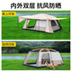 Kairoad Outdoor Tent Camping plus deux chambres, une protection solaire au soleil, une protection contre la pluie, des pique-niques extérieurs de nuit, un ensemble complet d'équipement de voyage en famille [deux chambres, un salon] Tente étanche complète 4-6 personnes