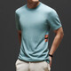 NEWMder Kurzärärmelte T-Shirt Herren 2025 Sommer neu gestrickter Sweater Casual Fashion Rund Hals Vielseitiger, bequemer atmungsaktives, atmungsaktives Top-Kleidung High-End-Dunkelgrau-Orchidee (Spotgeschwindigkeit) m [100-125jin [Jin gleich 0,5 kg]]]