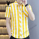 Playboy (PLAYBOY) plaid shirt men's short-sleeved summer casual handsome Korean style slim-fitting trend men's shirt versatile half-sleeved inch shirt 838 yellow M 80-104Jin [Jin equals 0.5 kg]