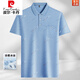 Pierre Cardin Ice Seide T-Shirt Herren Revers kurzärmeligte Daddy-Anzug im mittleren Alter Summer Dünnes Polo-Hemd mittleren und älteren halben Ärmeln älteren Menschen ältere Ice Silk-9923 Blue Real Pocket M (165) 48