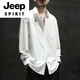 JEEP SPIRIT夏季冰丝薄款白色长袖衬衫外套男大码宽松高级莫代尔免烫垂感衬衣 黑色【冰丝莫代尔短袖】844 S 适合70-100斤