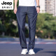 Jeep Spirit Ice Silk Jeans de hombres 2025 Nuevo tenis recto suelto Pantalones largos Jeans de verano 9767# Blue oscuro delgado* 34 Círculo de cintura 2 pies 7