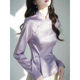 Ziweiqi Purple Satin Nouvelle chemise boutonnée de style chinois pour femmes violet 4839 m