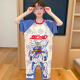 Pyjamas en une pièce pour enfants Disney Summer Summer mince à manches courtes coton pur dinosaure bébé Anti-Kick Quilt Home Clothing 9928-Danzai Taille 6 [Hauteur 80-90 cm Poids 25-30 Taille