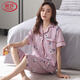 LangSha 2025 new pajamas for women pure cotton short-sleeved cropped pants summer loose large-size cardigan home clothing NX9898 XL
