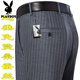 Playboy high-end mulberry silk drooping anti-wrinkle men's trousers in summer thin middle-aged high-waist loose straight-leg professional pants T9906 blue-gray boutique thin 36 waist 2 feet 8