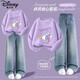 Disney Children's Clothing Girls Autumn Sweatshirt Set 2025 New Fashion Versatile Children's Autumn Clothing Korean Style Jeans Diluopao Taro Purple + Solid Color Sea Salt Blue 120