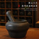 Natural black gold stone mortar garlic pounder sesame garlic mortar manual pounding medium jar chili pepper bowl garlic paste artifact black gold stone No. 13 whole stone polishing
