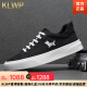 KLWP香港国际正品2025新款时尚刺绣帆布鞋男韩版百搭透气轻便休闲鞋 黑色[内增高] (240mm) 38
