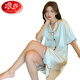 
Langsha internet celebrity nightgown for women in summer thin ice silk short-sleeved shirt for women in summer cool silk cloth silk home clothes CWS-9901# M[75-100Jin[Jin equals 0.5 kg]] All size
