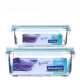 Jimang (Jimang) importiertes Glasschlossglas Lunchbox Mikrowellenheizung Bento Bowl Partition Kühlschrank Frische Box Dichtung 695ml Rechteck