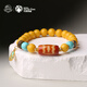 Potala Palace Beeswax Red Flesh Dzi Bead Bracelet Green Pine Agarwood 925 Silver Yellow Wealth Amber Bracelet for Men and Women as a Gift for Boyfriend Beeswax Red Flesh Agate Bead Bracelet