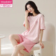 El pijama modal para mujeres para pantalones cortos de verano, algodón redondo del cuello delgada del hogar dulce del hogar se puede usar fuera de Z9855 m [recomendado para usar 80-100Jin [Jin iguala 0.5 kg]]