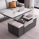 I love Chuanwei liftable coffee table and dining table, modern and simple home living room, small apartment, multi-functional folding mobile coffee table table, installation included, snow mountain white slate board + gray cabinet 120*60cm