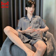
Catman MiiOW men's pajamas summer solid color ice silk short-sleeved pants 2025 new style young boys summer thin home clothing set G723 2XL (suggested height 180-weight 150-