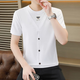 铠私乐（KMUYSL）夏季冰丝针织假两件短袖T恤男韩版修身痞帅凉感薄款半袖体恤上衣 6623白色 M (90-110斤)