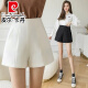 Pierre cardin white suit shorts for women 2025 new summer outfit style thin high waist slimming A-line chiffon wide-leg pants 854 white [commuting capable] S S Recommended 85-95Jin [Jin equals 0.5 kg]