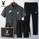 Playboy (Playboy) Daddy Ice Silk Manga Shorty Polo. Camisa Summer Sports informales para hombres de mediana edad Ropa del día del padre 6629 Estilos-Gris oscuro [Top + pantalones] M Wear 95-110Jin [Jin equivale a 0.5 kg]