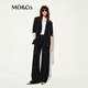 MO /CO. [C+ Serie] Hosen 2025 Sommer New Sports Gummi High Taille Straight Wide Legs MBE2PAT011 Black XS /155