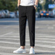 Jiumuwang 2025 new casual pants cropped pants men summer slim ice silk straight versatile thin pants men black-Y9905 black-Y9905 28