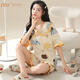 Modal Sommer kurzärmeligte Pyjamas Anzug für Frauen süße 200 Jin [Jin gleich 0,5 kg] Heimkleidung Fett MM Großgröße Sommer loser Prinzessinstil Koreanische Version KNC3519 XL