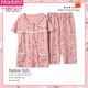 Modal Pyjamas für Frauen im Sommer dünne reine Baumwoll-Kurzärmel-Hosen für Sommermütter im mittleren Alter runden Hals-Strickjacken können außerhalb von LM-6626 3xl zu Hause tragen [Jin gleich 0,5 kg]]